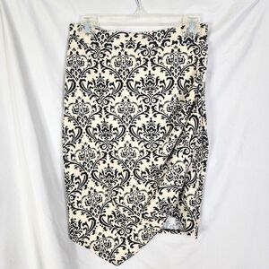 USA Vintage FASHION MAGAZINE Size Small Damask Print Textured Faux Sarong Skirt